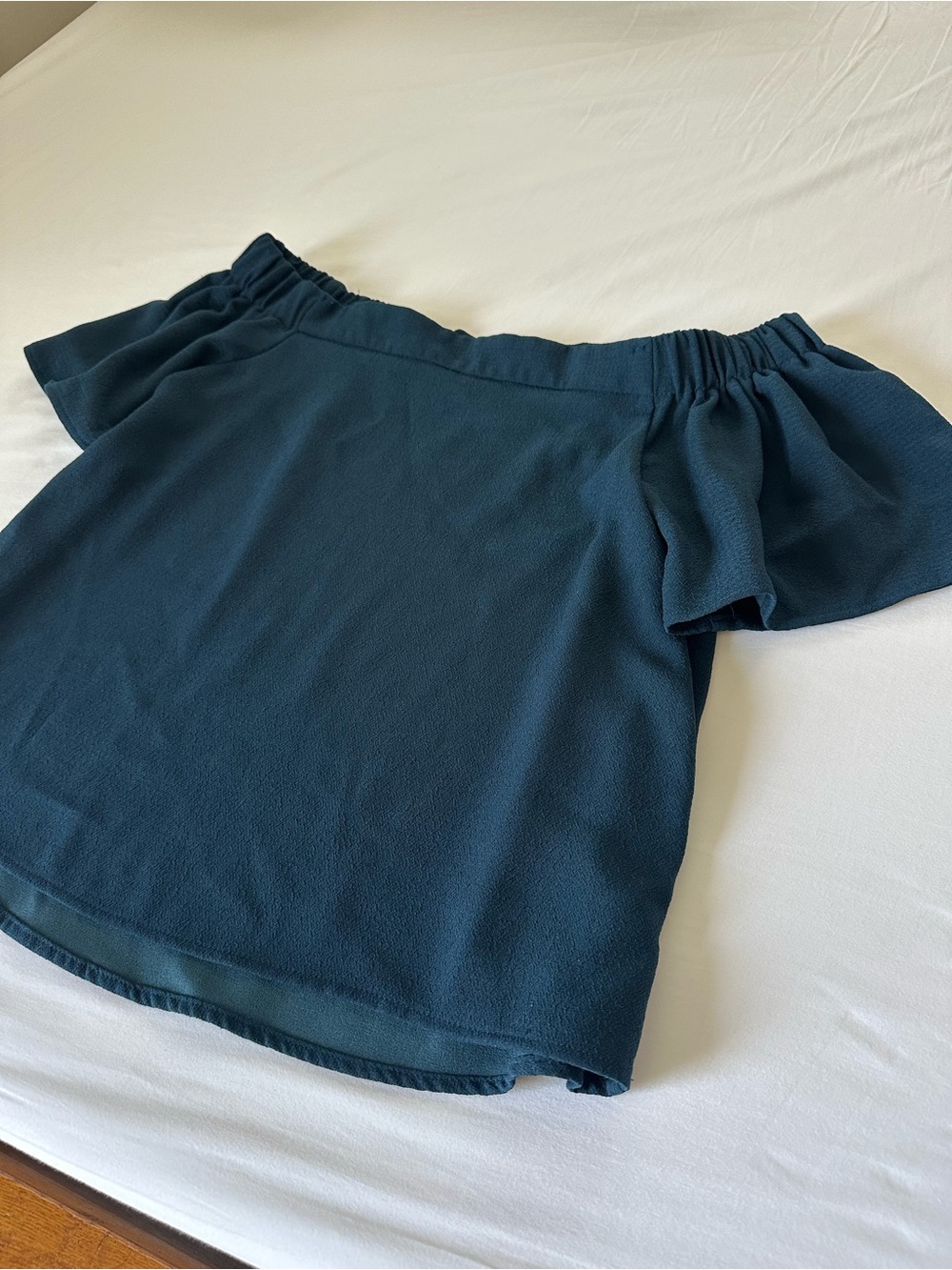 Active USA Teal Off-Shoulder Flutter Sleeve Top